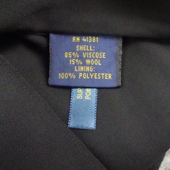 Polo Ralph Lauren Dress Womens 10 Lined Spaghetti Strap Black Wool Blend Flowy B - Picture 9 of 12